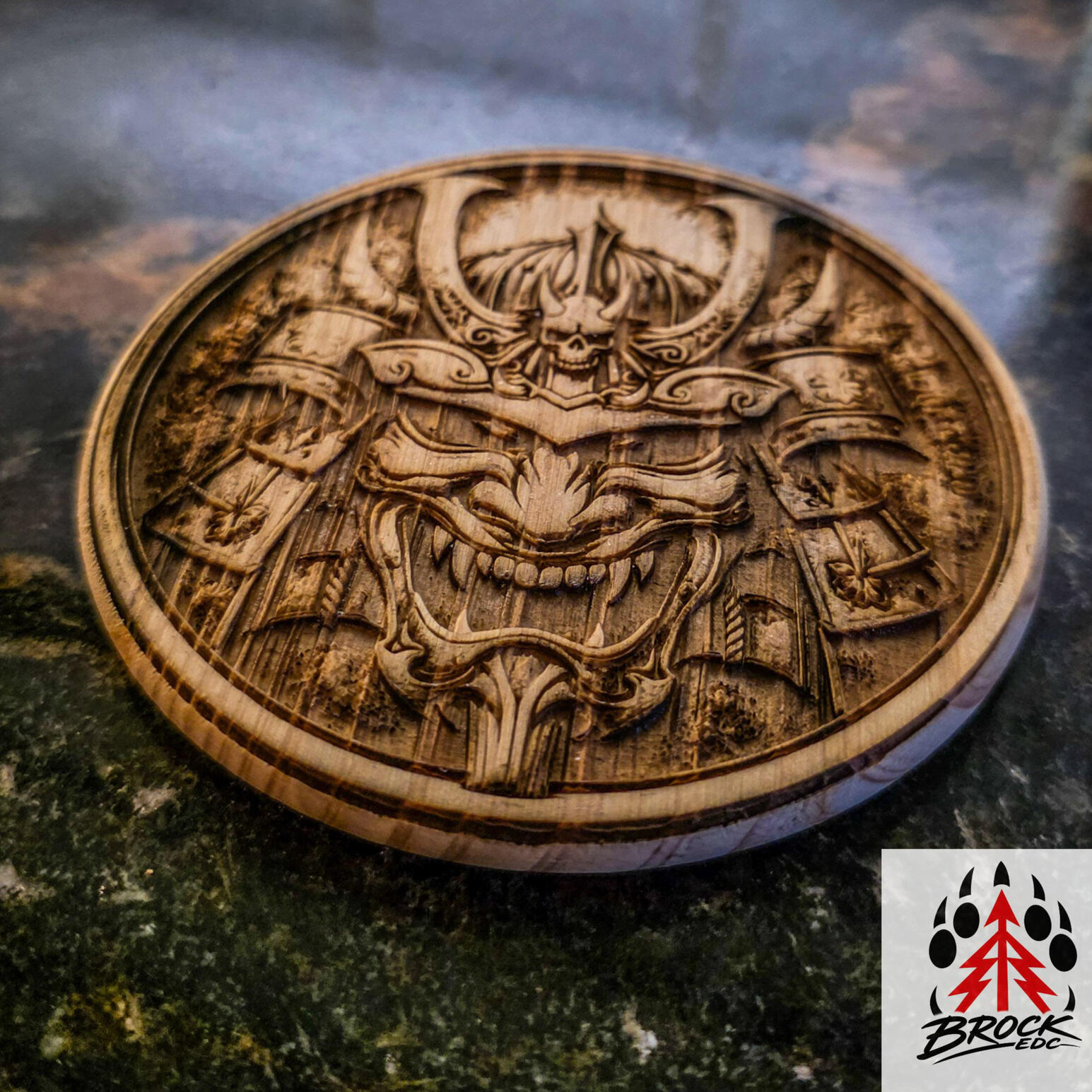 Wooden coasters, deep embossed - Samuri design - Starting from £9